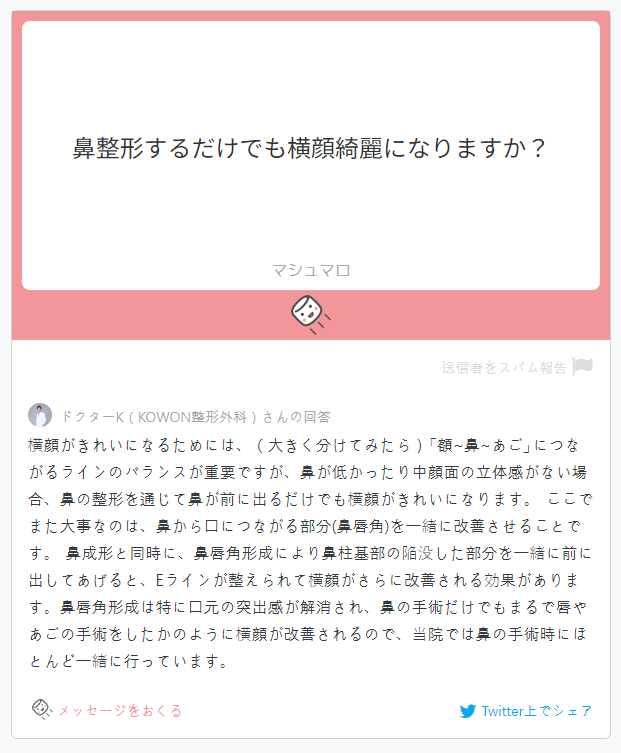 [일본 지식인]Q. 코성형만으로도 옆모습 깨끗해지나요?(비순각성형) 사진 2