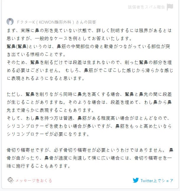 [일본인 지식인] Q. 콧날 높은데 매부리코입니다. 매부리코 부분만 깎으면 울퉁불퉁 할까요? 사진 3