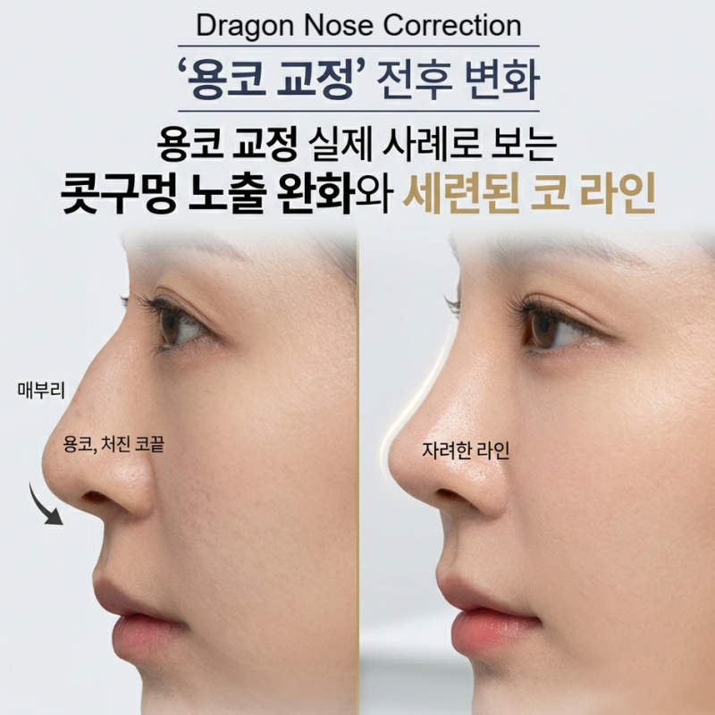 용코 교정 실제 사례로 보는 콧구멍 노출 완화와 세련된 코 라인